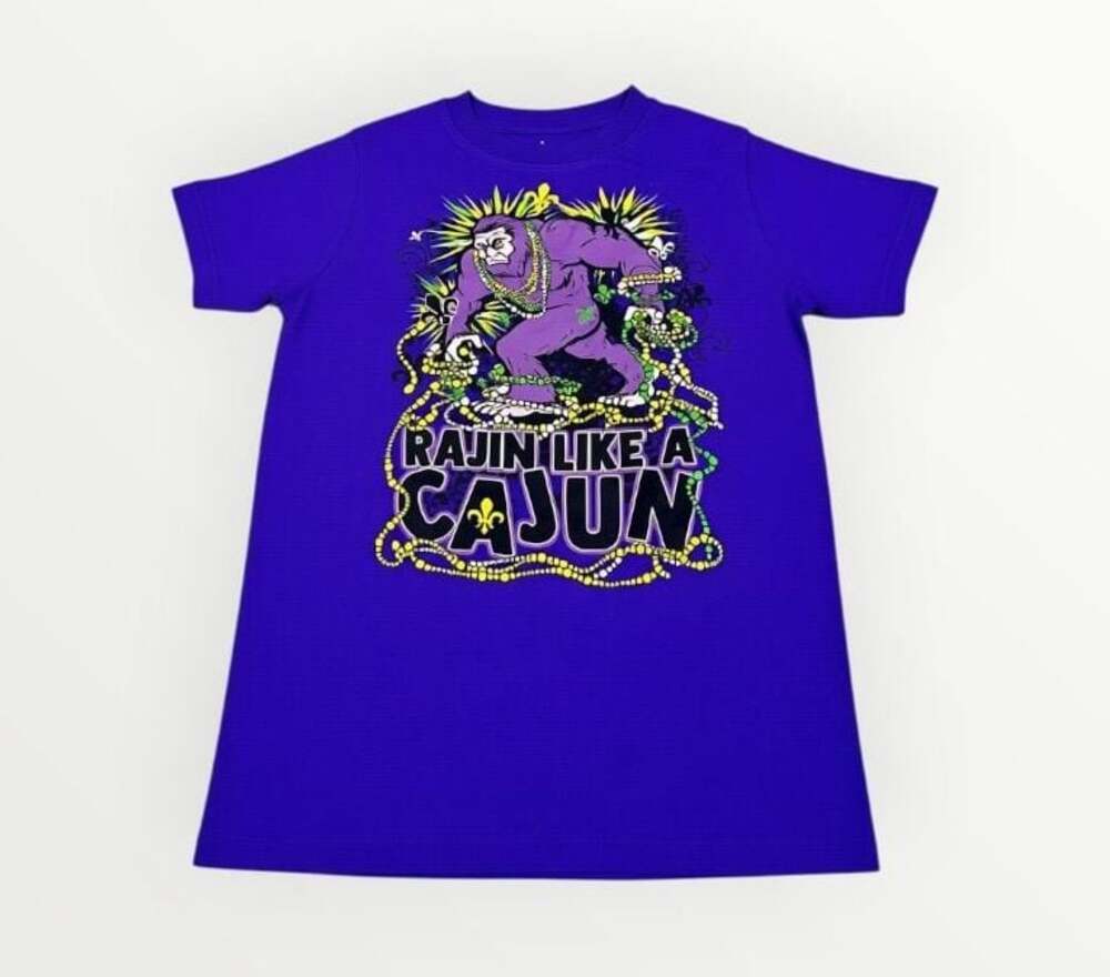 Mardi Gras Rajin Like A Cajun Purple Graphic T-Shirt Size M 8